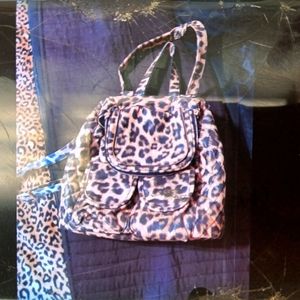 Animal print bookbag with pockets
